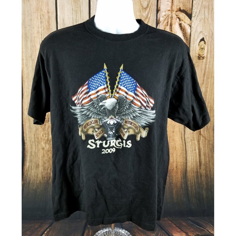 Sturgis Motorcycle USA Eagle Sturgis South Dakota 2009 Rally Large T Shirt LARGE